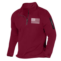 Men's Sports Fashion Zipped Stand Collar Long-sleeved Sweater