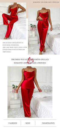 Womens Fashionable Two-Piece Sleepwear Set Camisole And Long Pants
