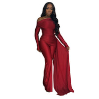 Cross-tied Ruched Ribbon Loose Straight-leg Long Jumpsuit