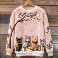 Digital-print Christmas Womens Crew-neck Sweatshirt For Fallwinter