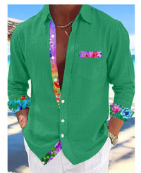 Men's 3D Printed Casual Slim Shirt