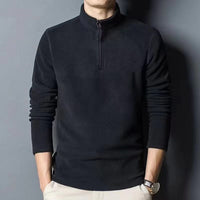 Men's Long-sleeve Mock-neck Fleece Hoodie With Zipperversatile For Winter