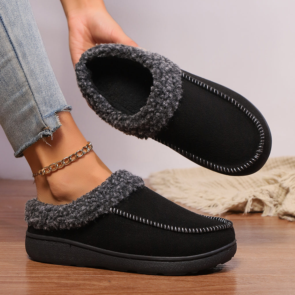 Thickened Autumn And Winter Indoor Half-covered Heel Home Cotton Slippers