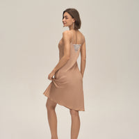 Womens Summer Satin Chiffon Loungewear Sexy Lace-Panel Camisole With Open Back And Short Skirt