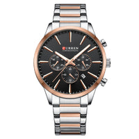 Mens Waterproof Business Round Six-Hand Calendar Watch