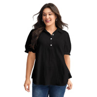 Versatile Pure Cotton Ruffle-trimmed Puff-sleeve Shirt