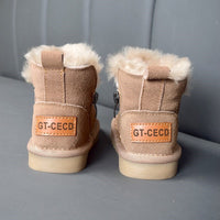 New Winter Children Snow Boots Genuine Leather Wool Girls Boots Plush Boy Warm Shoes Fashion Kids Boots Baby Toddler Shoes