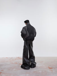 Retro Distressed PU Leather Matte Pants