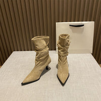 Cuffed Leather Boots With A Buckle
