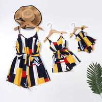 Printed V-neck Suspender Bodysuit For Women And Girls