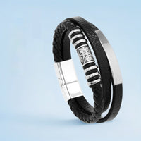 Men's Leather Three-Strand Braided Bracelet