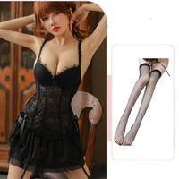 Erotic Lingerie Sexy Lace Gathered Underwire Suspender Skirt