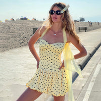 Womens Stylish And Elegant Polka-Dot Ribbon Halter Dress