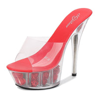 Women's High Heel Slippers With Crystal Sole