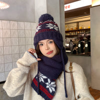 Autumn And Winter Christmas Fur Ball Snowflake Warm Hat Ear Protection Sweet