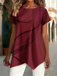 Fashionable New Arrival Crew-Neck Top With Artistic Line Design And Print Pattern