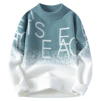 Mens Thickened Warm Color-Block Sweater