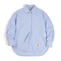 Women's French-style Blue Sun-Protective Casual Cotton-Linen Striped Shirt