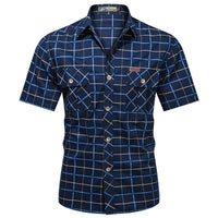 Fashion Men's Short Sleeve Plaid Shirt