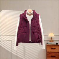 Women's Autumn Loose Outerwear Stand Collar Cotton Vest