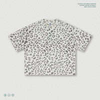 Plus-size Casual Loose-fit Leopard-print Crewneck Short-sleeve T-shirt