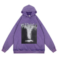 Abstract Printing Loose Hooded Sweater Men