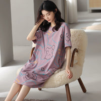 Cute Striped Womens Short-sleeve Loungewear With Color-blocking