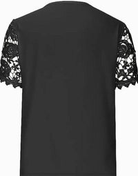 Women's Elegant White Lace V-Neck Blouse With Floral Cut-Out Detail Short Sleeve