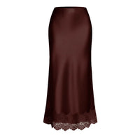High-waisted Elastic Waist Elegant Sheath Maxi Skirt