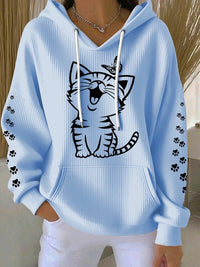 Women's 3D Printed Casual Waffle Hoodie