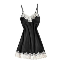 Large Size Sexy Suspender Dress Satin Lace Stitching Nightdress