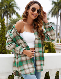 Plaid Long Sleeve Pocket Button Shirt Mid-length