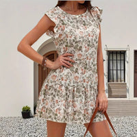 Womens Fashion Casual Butterfly Floral Dress