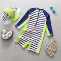 Navy Striped Swimsuit Boys Surf Suit Set
