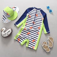 Navy Striped Swimsuit Boys Surf Suit Set
