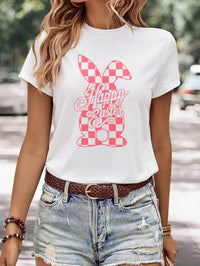 Women's Minimalist Printed Casual Round Neck Short Sleeved Shirt