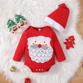 Christmas Holiday Style Grandpa Affixed Cloth Embroidered Long Sleeve Bottom-covering Rompers Hat