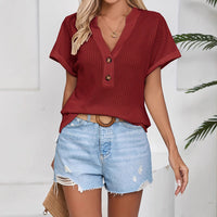 Women's Fashion Waffle-Weave Button-Up Top