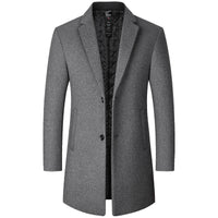 Mens Mid-Length Casual Wool Coat For Middle-Aged Men