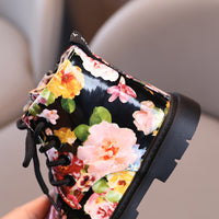 Girls Fashion Printed Floral Martin Boots