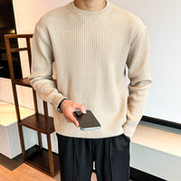 Light Mature Men's Autumn And Winter Thick Ribbed Round Neck Sweater