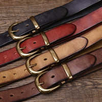 Leather Pin Buckle Vintage Distressed Cowhide Waistband