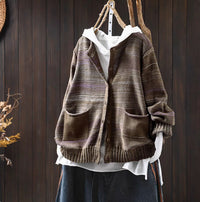 Colorful Thread Mixed Woven Cotton Knitted Cardigan
