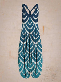 Abstract Printed Loose Plus Size Casual Suspender Jumpsuit