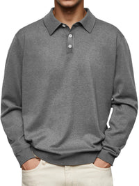 Winter Dralon Long Sleeve V-neck Buttons Men's Casual Jacket Polo Shirt