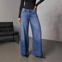 Casual Washed Straight Leg Denim Jeans