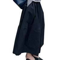 Black Bud Skirt Women's Elastic Waistband Slimming High Waist Mid-length