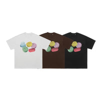 Cotton Printed Round Neck Couple Top T-shirt With Short Sleeves