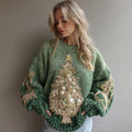 Womens Loose-fitting Pullover Sweater With A Round Neck And Floral Print