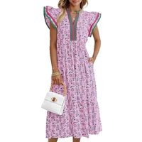 Summer New Stylish Elegant V-Neck Floral Print Dress